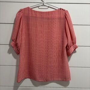 Vintage Elite made in Canada pink window pane print short sleeve blouse size 12